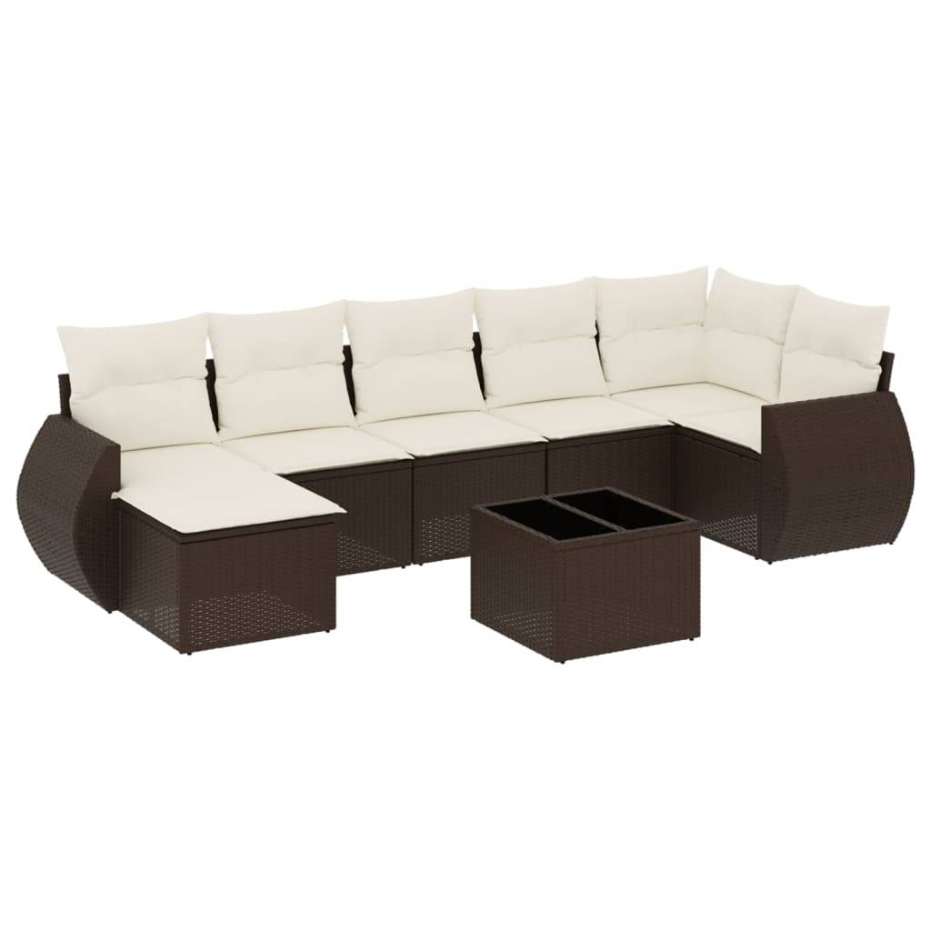 vidaXL 8-tlg. Garten-Sofagarnitur mit Kissen Braun Poly Rattan