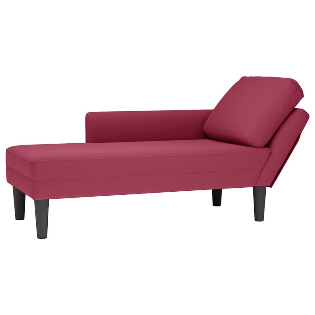 vidaXL Chaiselongue mit Kissen und Rechter Armlehne Weinrot Samt