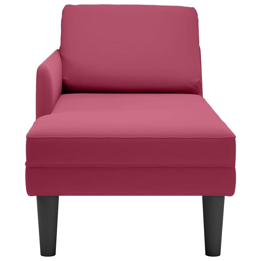 vidaXL Chaiselongue mit Kissen und Rechter Armlehne Weinrot Samt