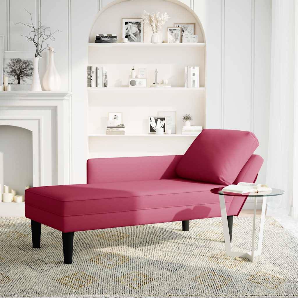 vidaXL Chaiselongue mit Kissen und Rechter Armlehne Weinrot Samt