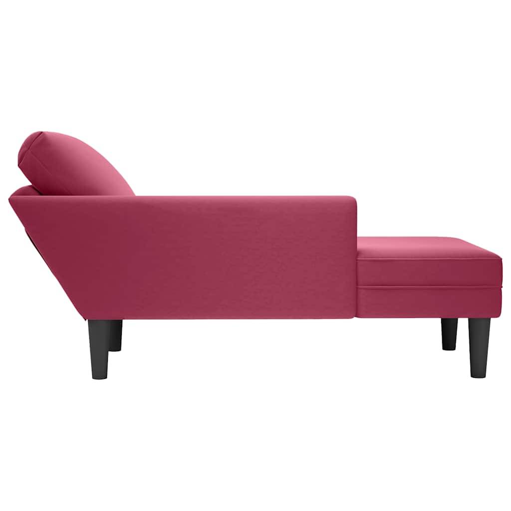 vidaXL Chaiselongue mit Kissen und Rechter Armlehne Weinrot Samt