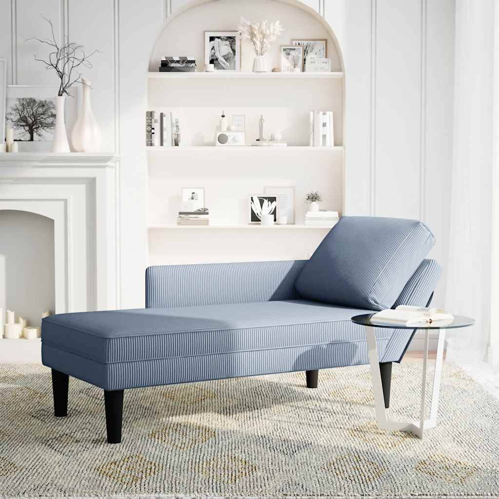 vidaXL Chaiselongue mit Kissen Blau Cordstoff