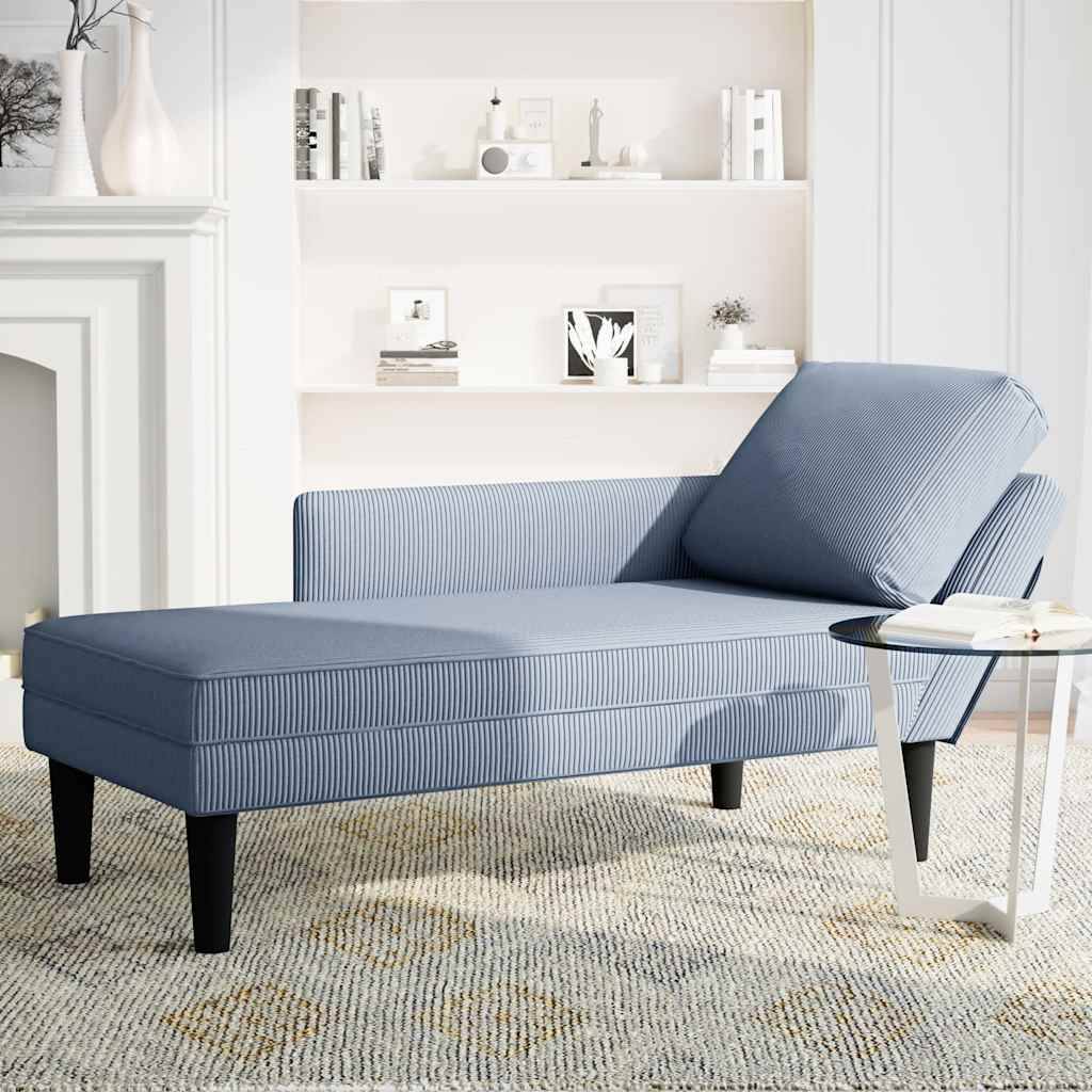 vidaXL Chaiselongue mit Kissen Blau Cordstoff
