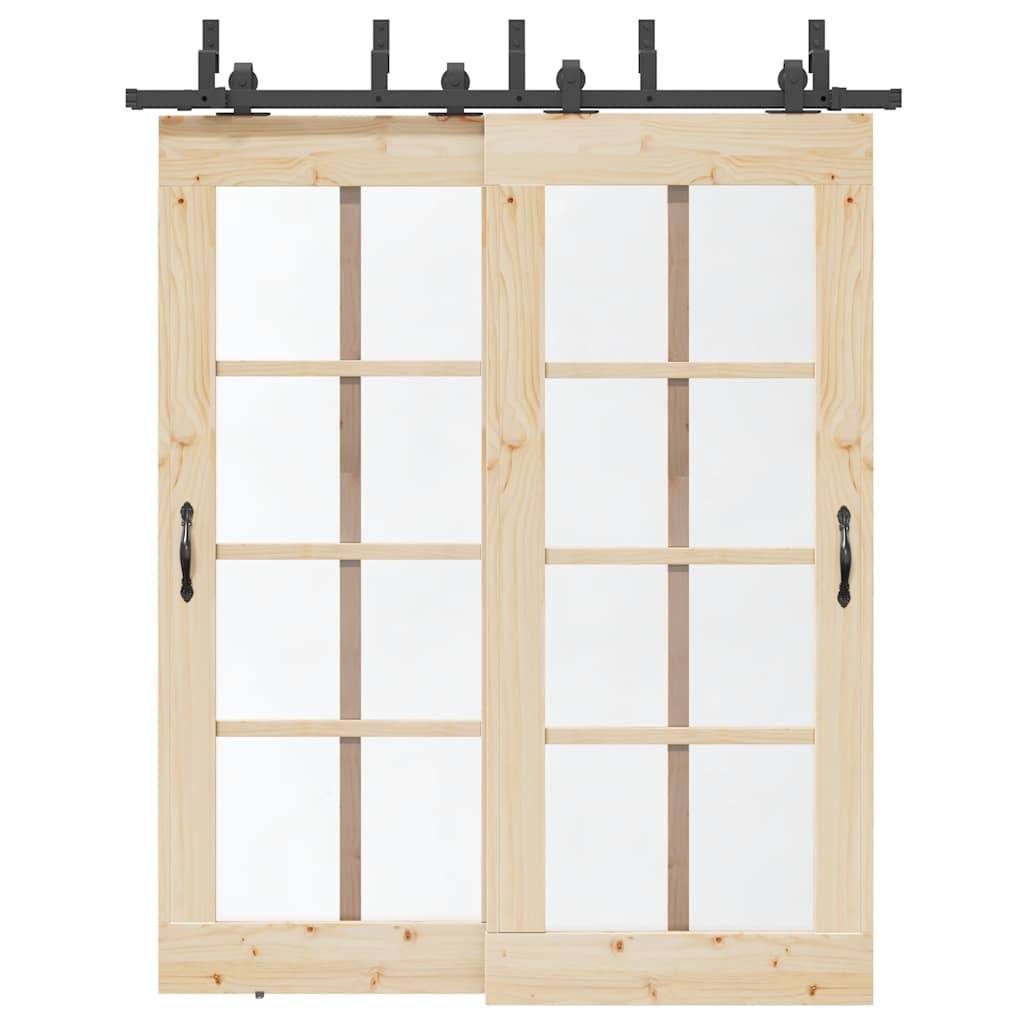 vidaXL Schiebetürbeschlag-Set 183 cm Stahl Schwarz