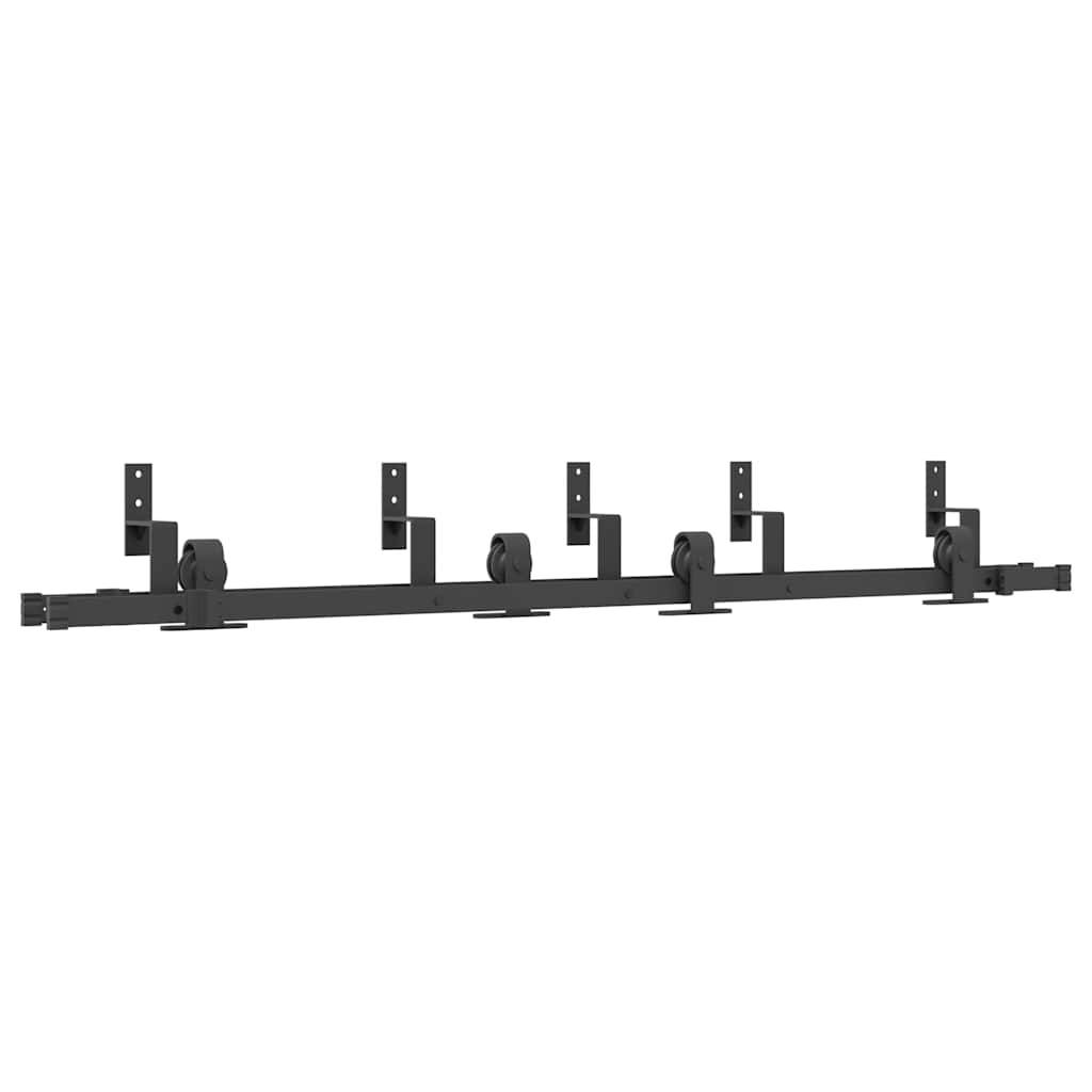 vidaXL Schiebetürbeschlag-Set 183 cm Stahl Schwarz