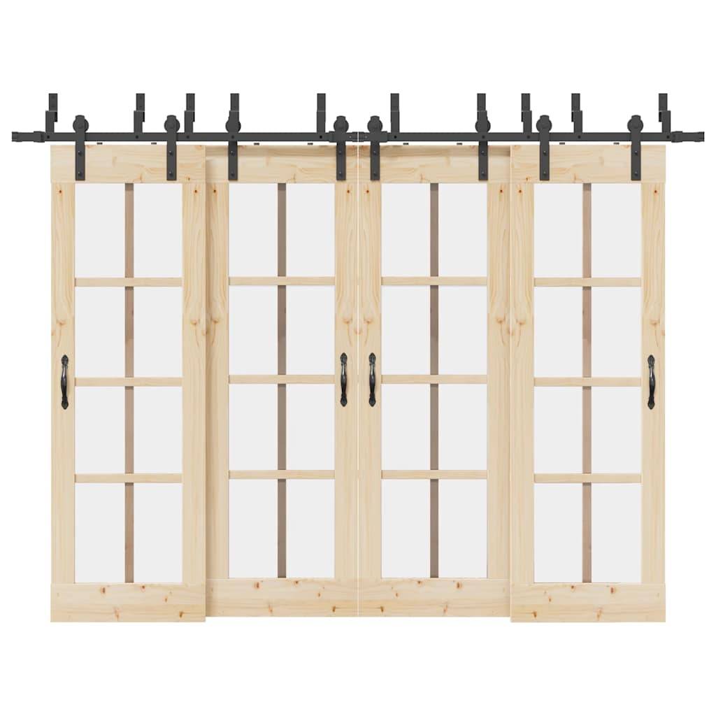 vidaXL Schiebetürbeschlag-Set 305 cm Stahl Schwarz