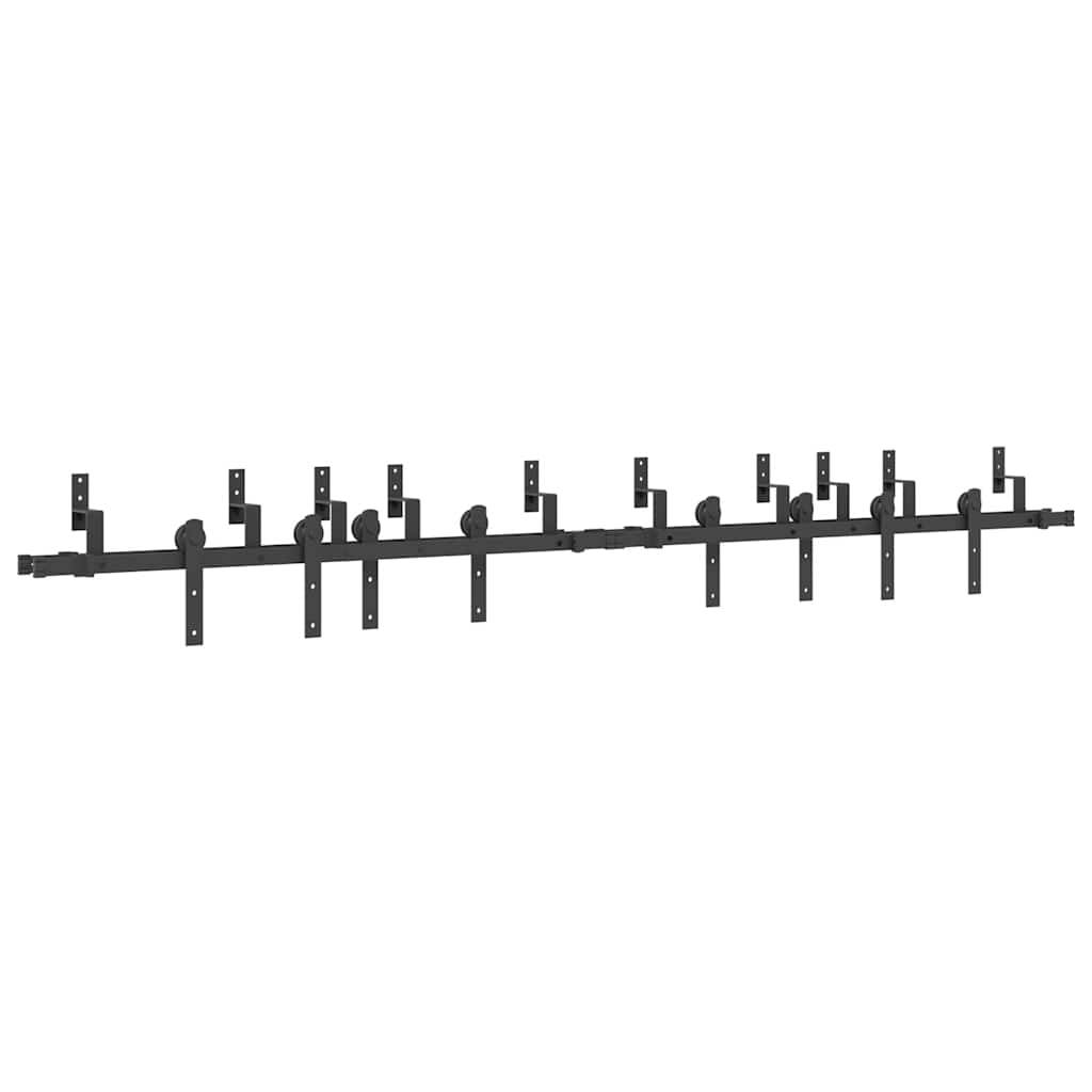 vidaXL Schiebetürbeschlag-Set 305 cm Stahl Schwarz
