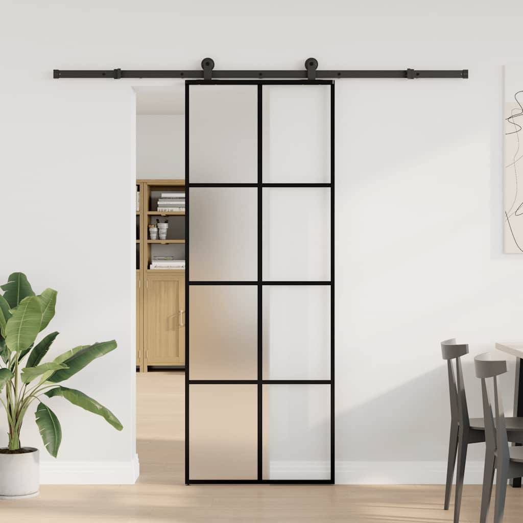 vidaXL Schiebetür mit Beschlag 76x205 cm ESG-Glas & Aluminium