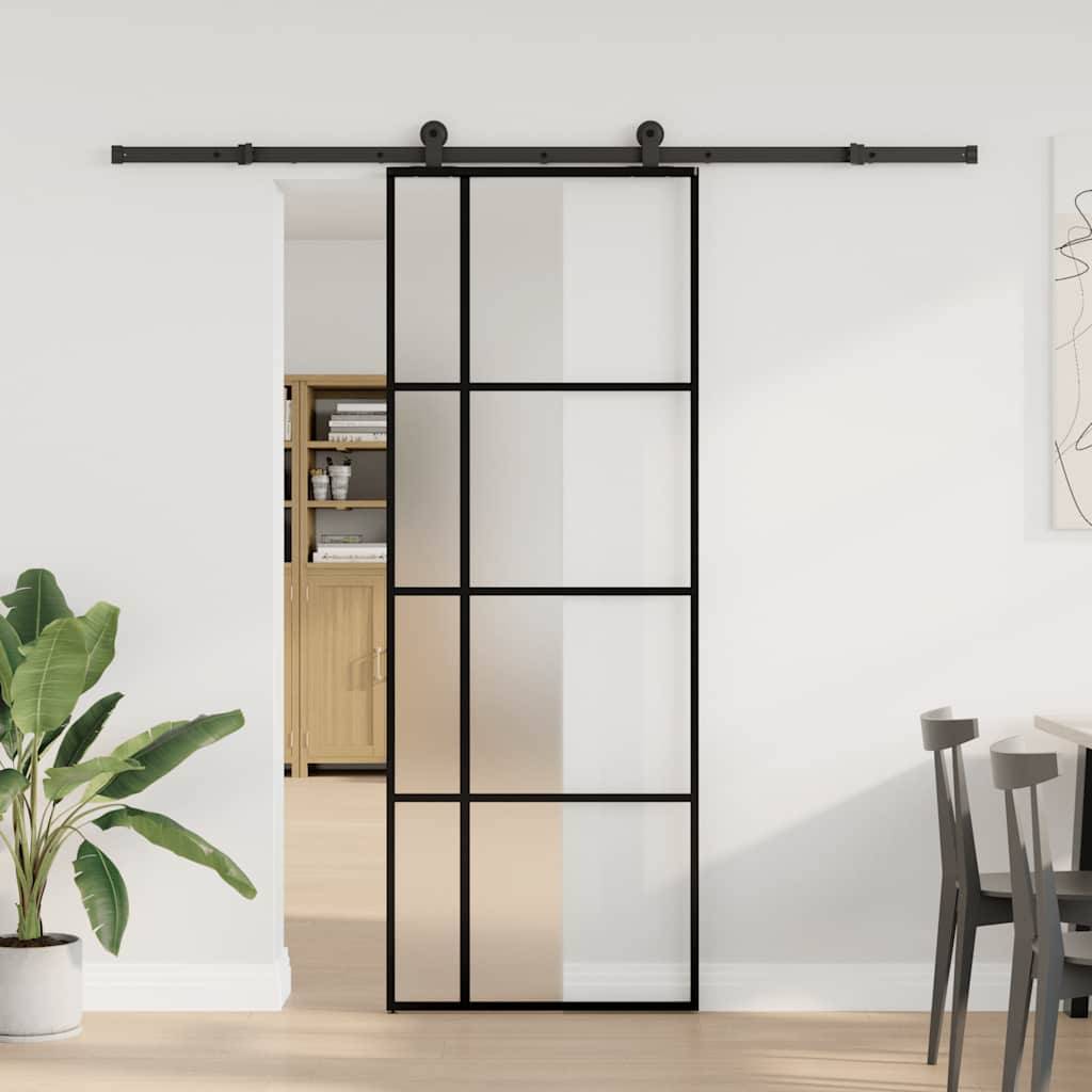 vidaXL Schiebetür mit Beschlag 76x205 cm ESG-Glas & Aluminium
