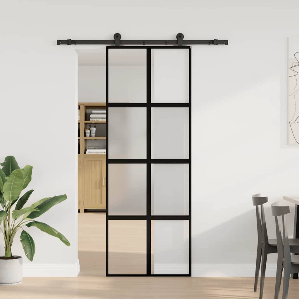 vidaXL Schiebetür mit Beschlag 76x205 cm Hartglas & Aluminium