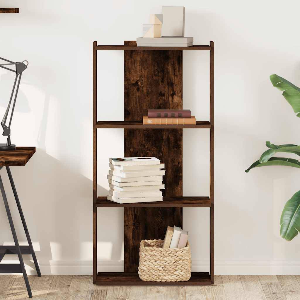 vidaXL Bücherregal 3 Böden Räuchereiche 60x30x120 cm Holzwerkstoff