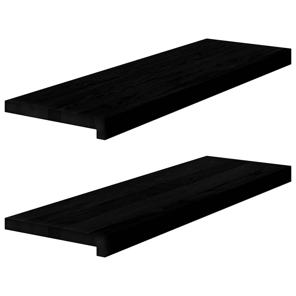vidaXL Treppenstufen 2 Stk. Dunkelbraun 80x30x2 cm Massivholz Eiche