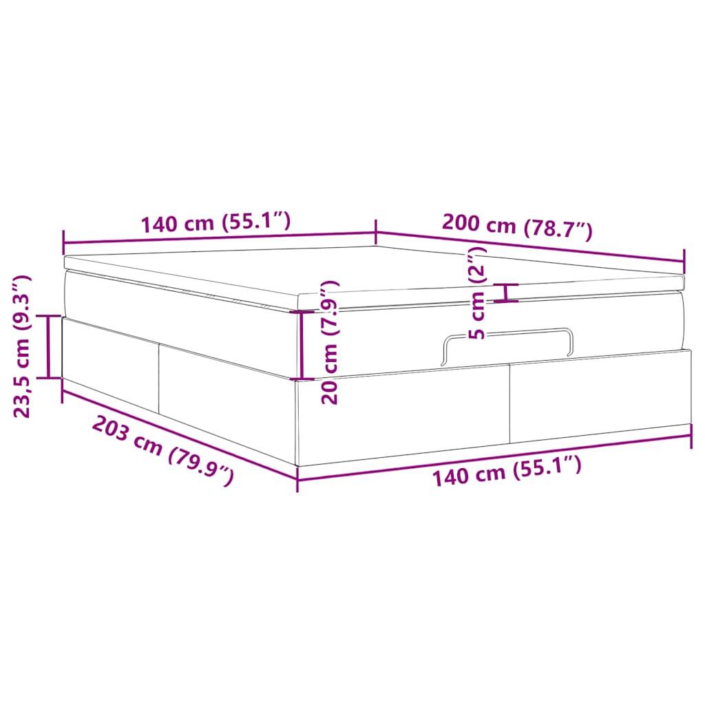 vidaXL Ottoman-Bett mit Matratze Dunkelgrau 140x200 cm Samt