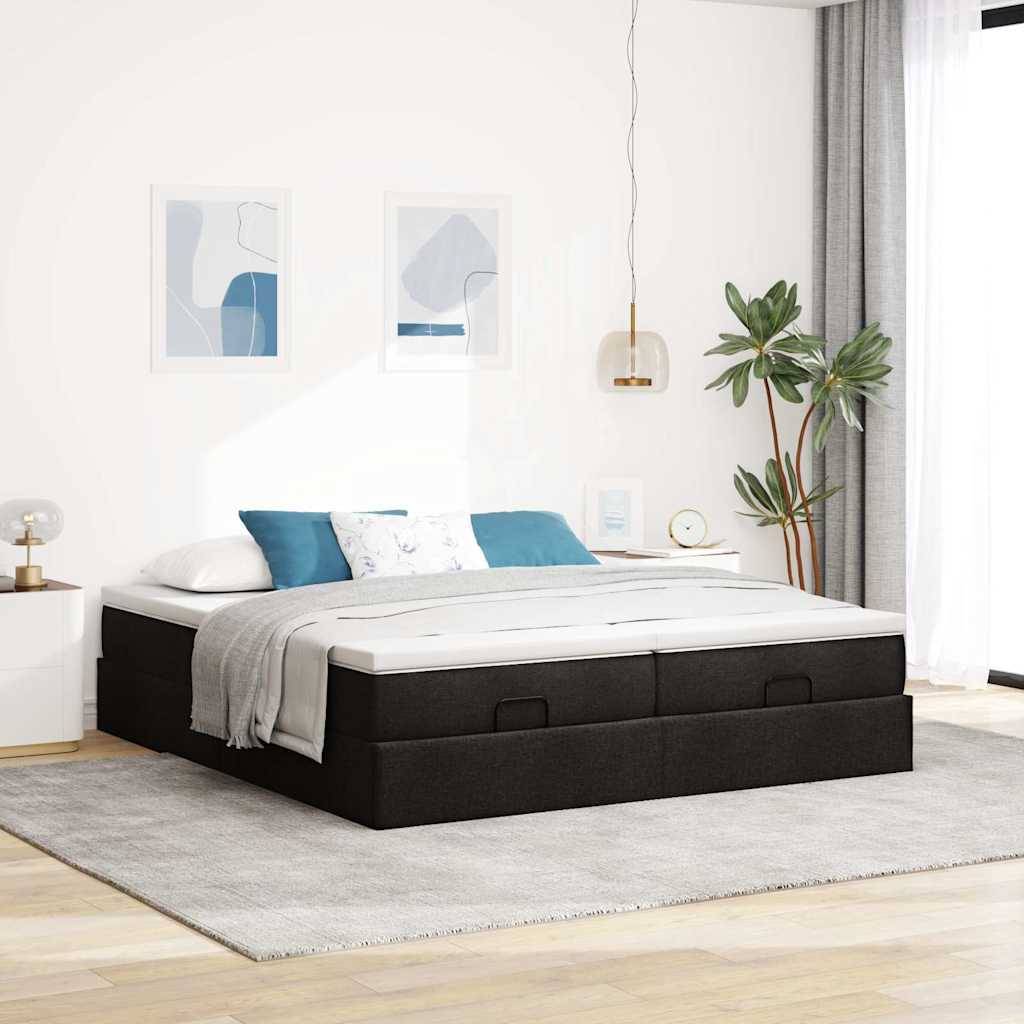 vidaXL Ottoman-Bett mit Matratzen Schwarz 180x200 cm Stoff