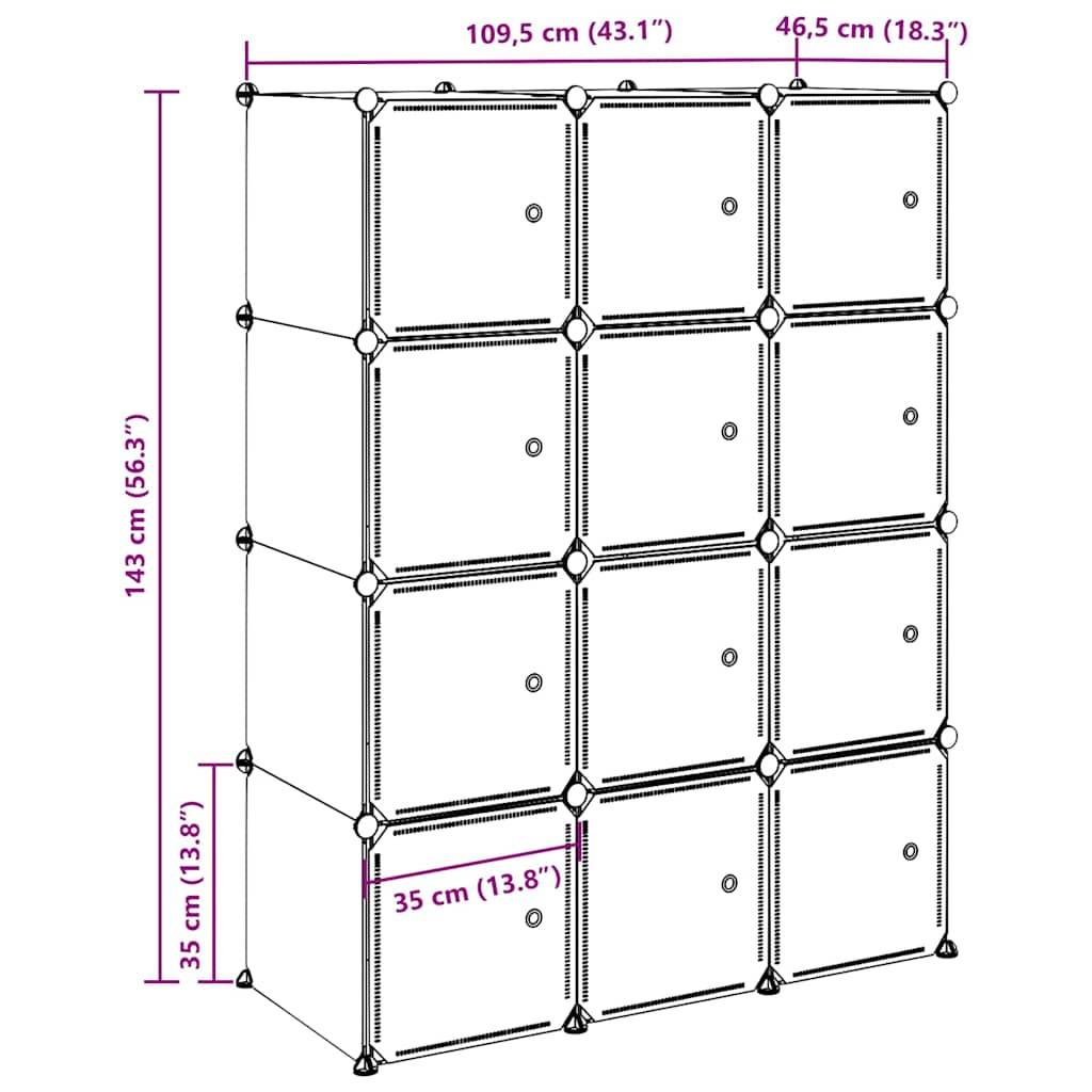 vidaXL Regalsystem mit 12 Würfeln und Aufhängestangen PP