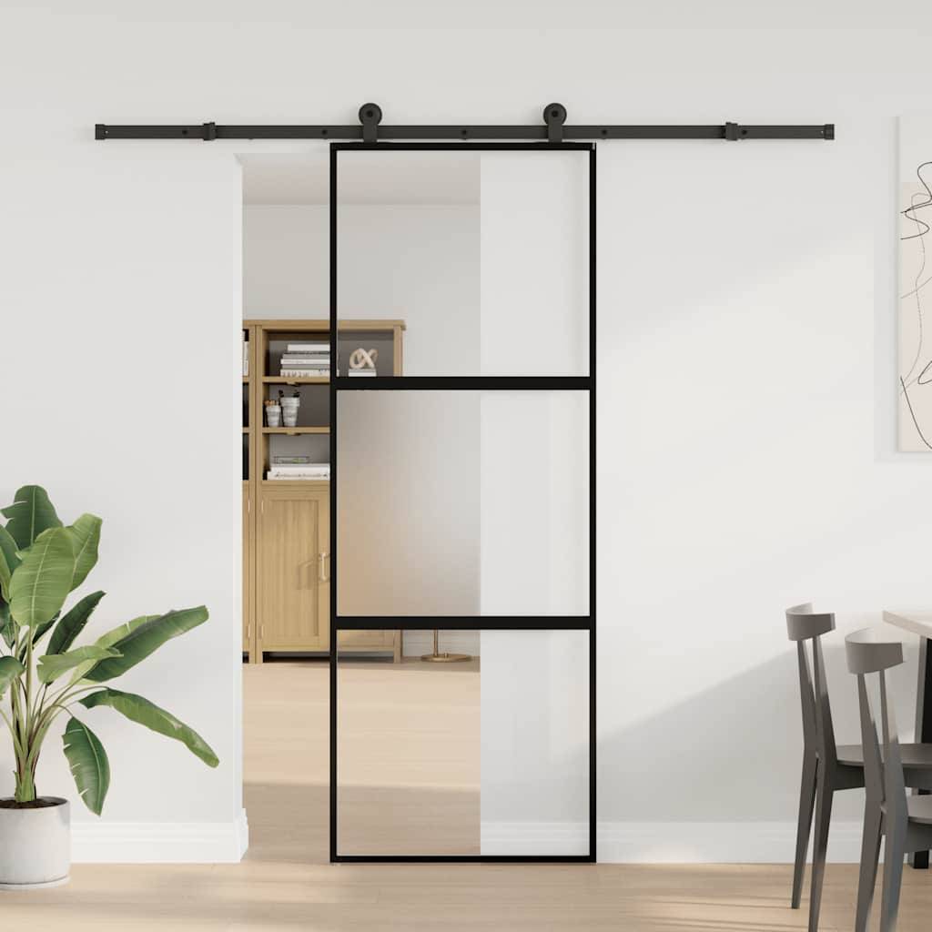 vidaXL Schiebetür mit Beschlag 76x205 cm Hartglas & Aluminium