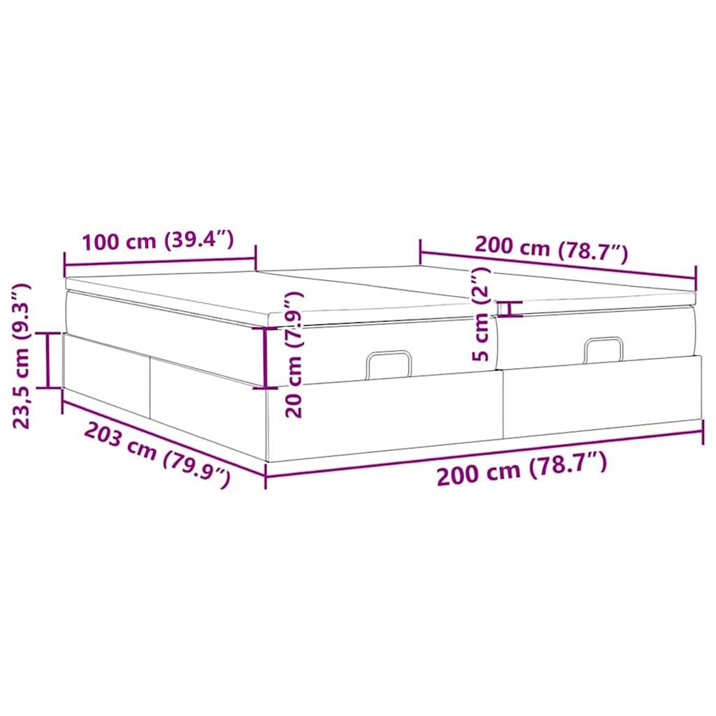 vidaXL Ottoman-Bett mit Matratzen Hellgrau 200x200 cm Stoff