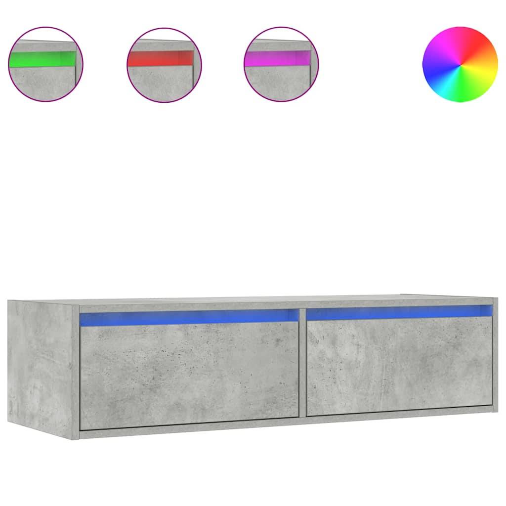 vidaXL TV-Schrank mit LED-Leuchten Betongrau 100x35,5x25 cm