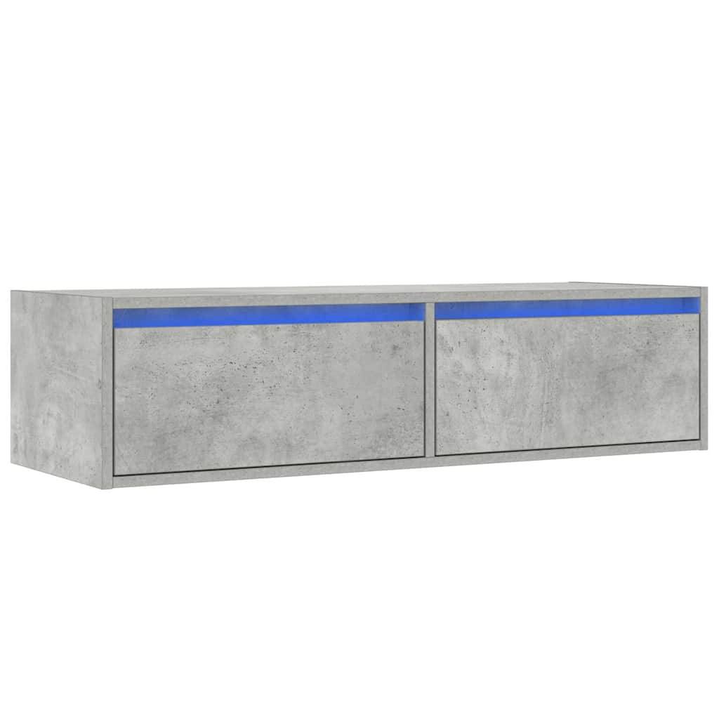 vidaXL TV-Schrank mit LED-Leuchten Betongrau 100x35,5x25 cm