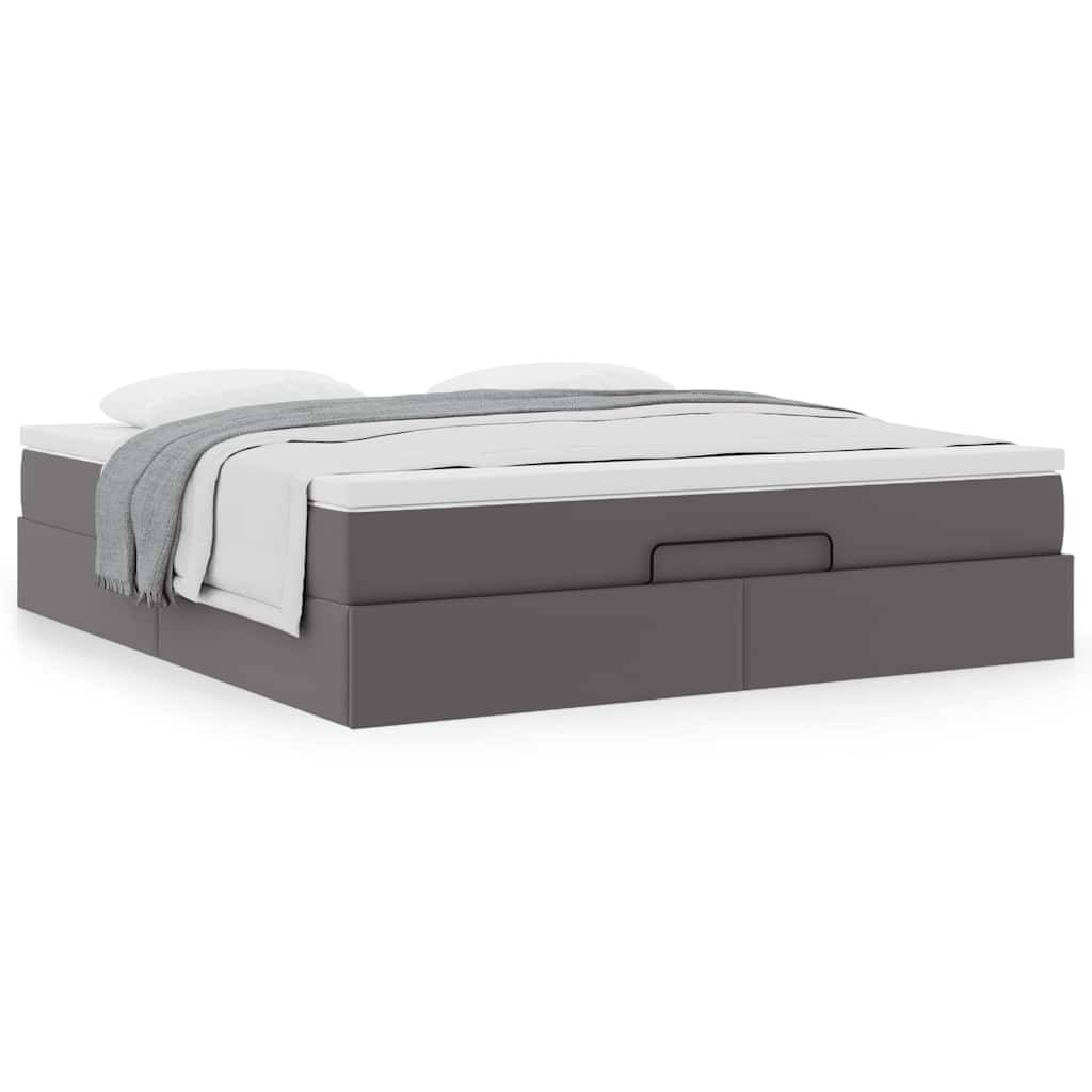 vidaXL Ottoman-Bett mit Matratze Grau 180x200 cm Kunstleder