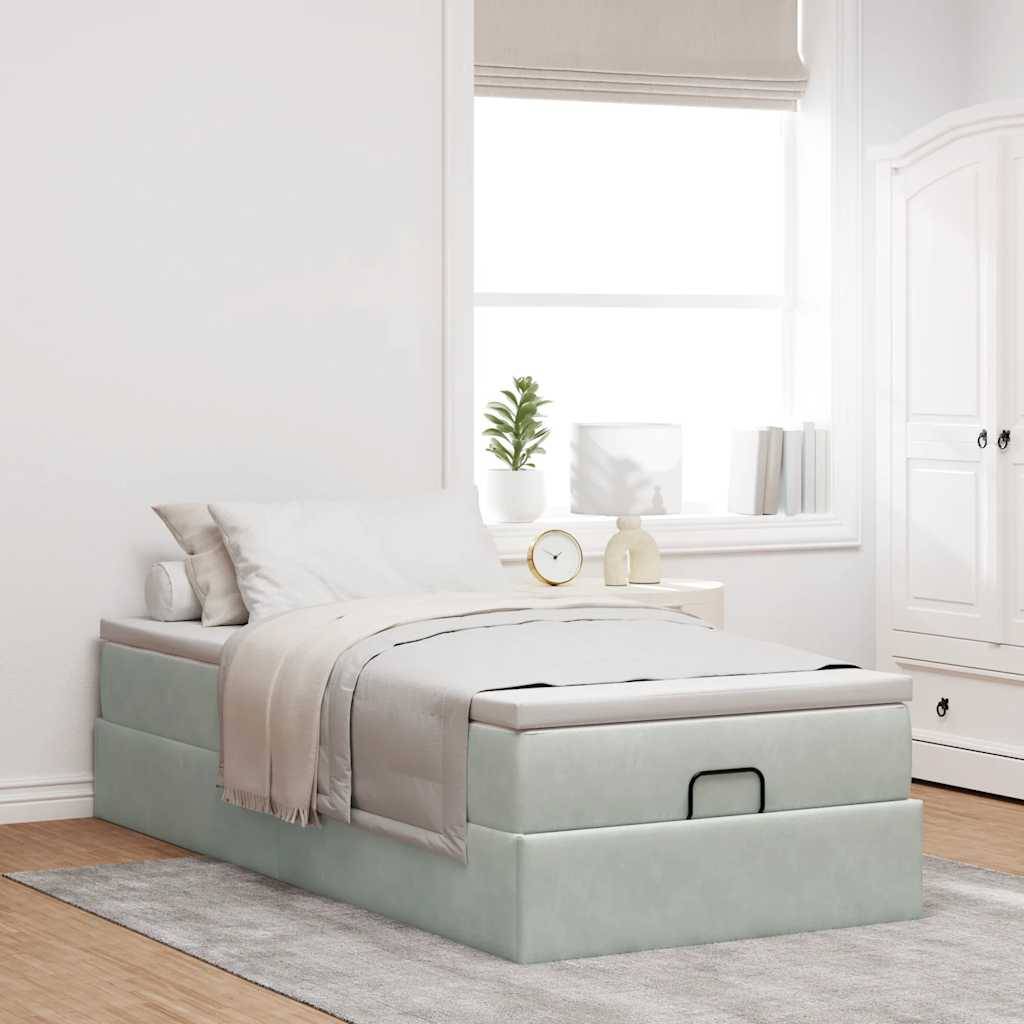 vidaXL Ottoman-Bett mit Matratze Hellgrau 80x200 cm Samt