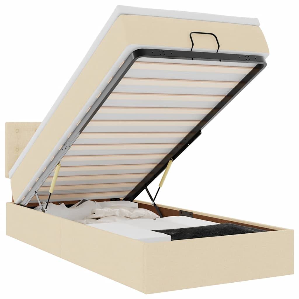 vidaXL Ottoman-Bett mit Matratze & LEDs Creme 100x200 cm Stoff
