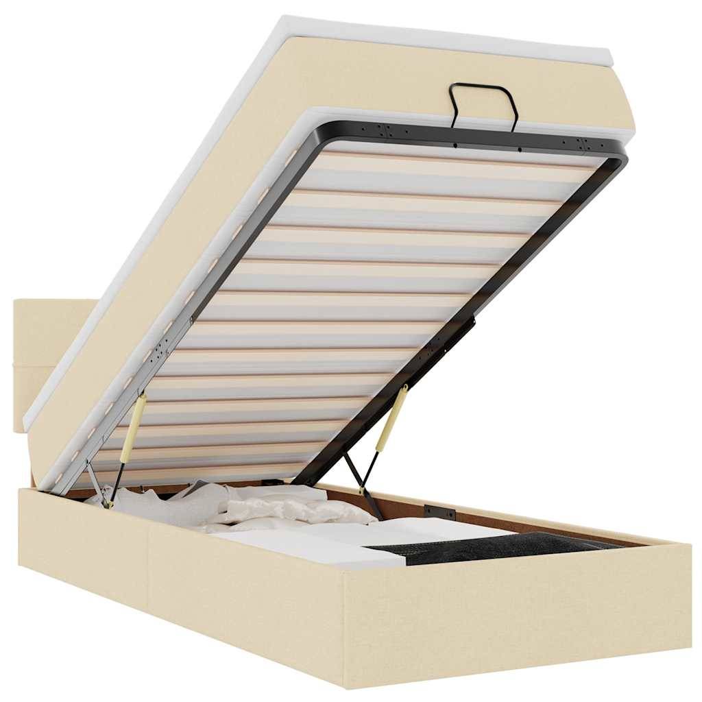 vidaXL Ottoman-Bett mit Matratze & LEDs Creme 100x200 cm Stoff