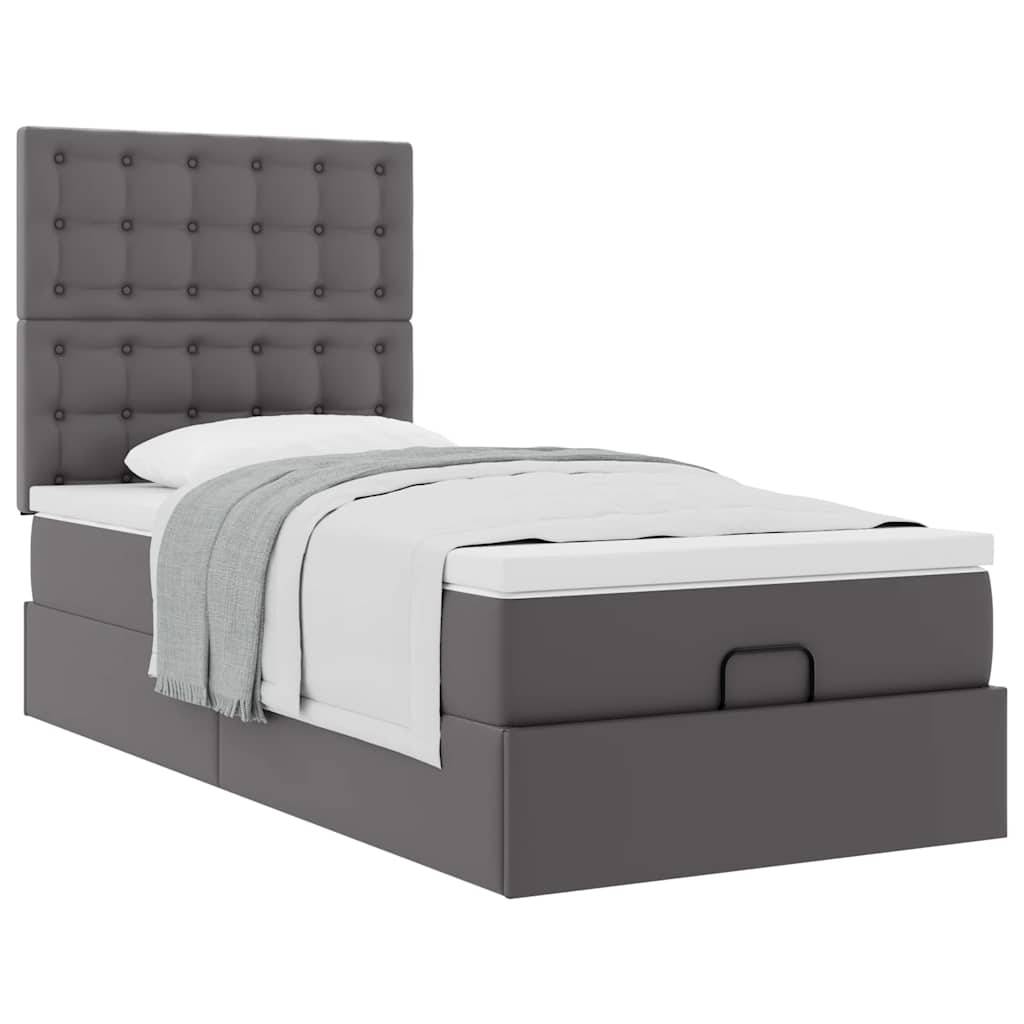 vidaXL Ottoman-Bett mit Matratze Grau 80x200 cm Kunstleder