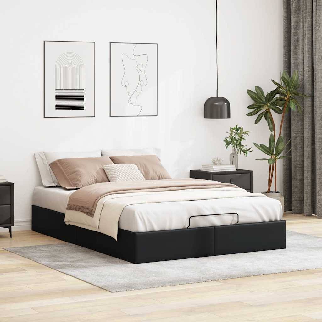 vidaXL Ottoman-Bett ohne Matratze Schwarz 140x200 cm Kunstleder