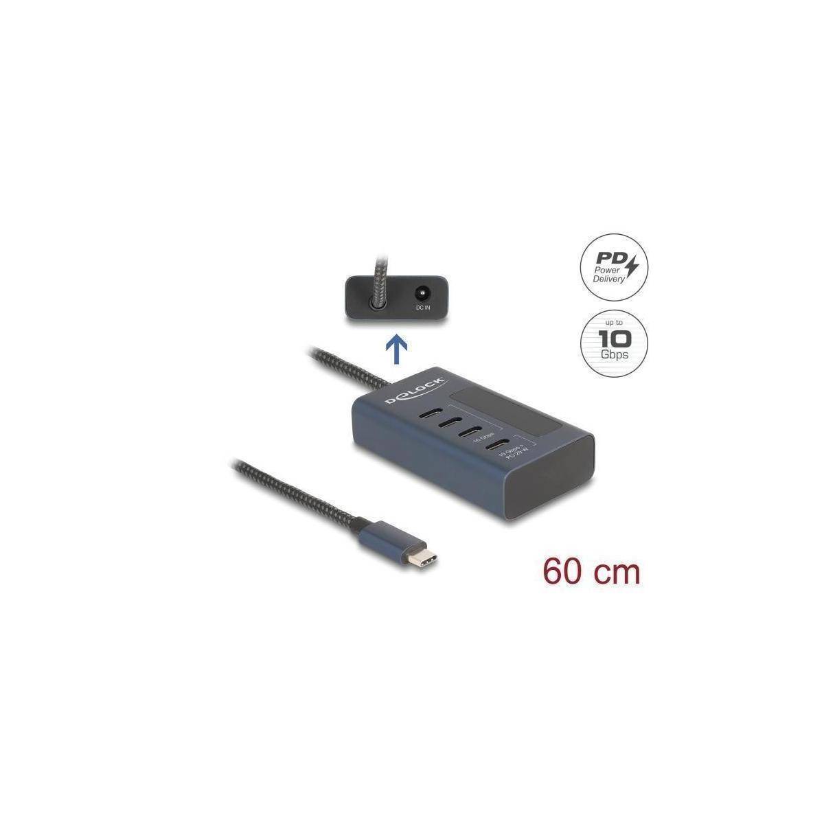 64189 - USB 10 Gbps Hub mit 4 USB Type-C Ports davon 3 x Datenport 1 x Daten und