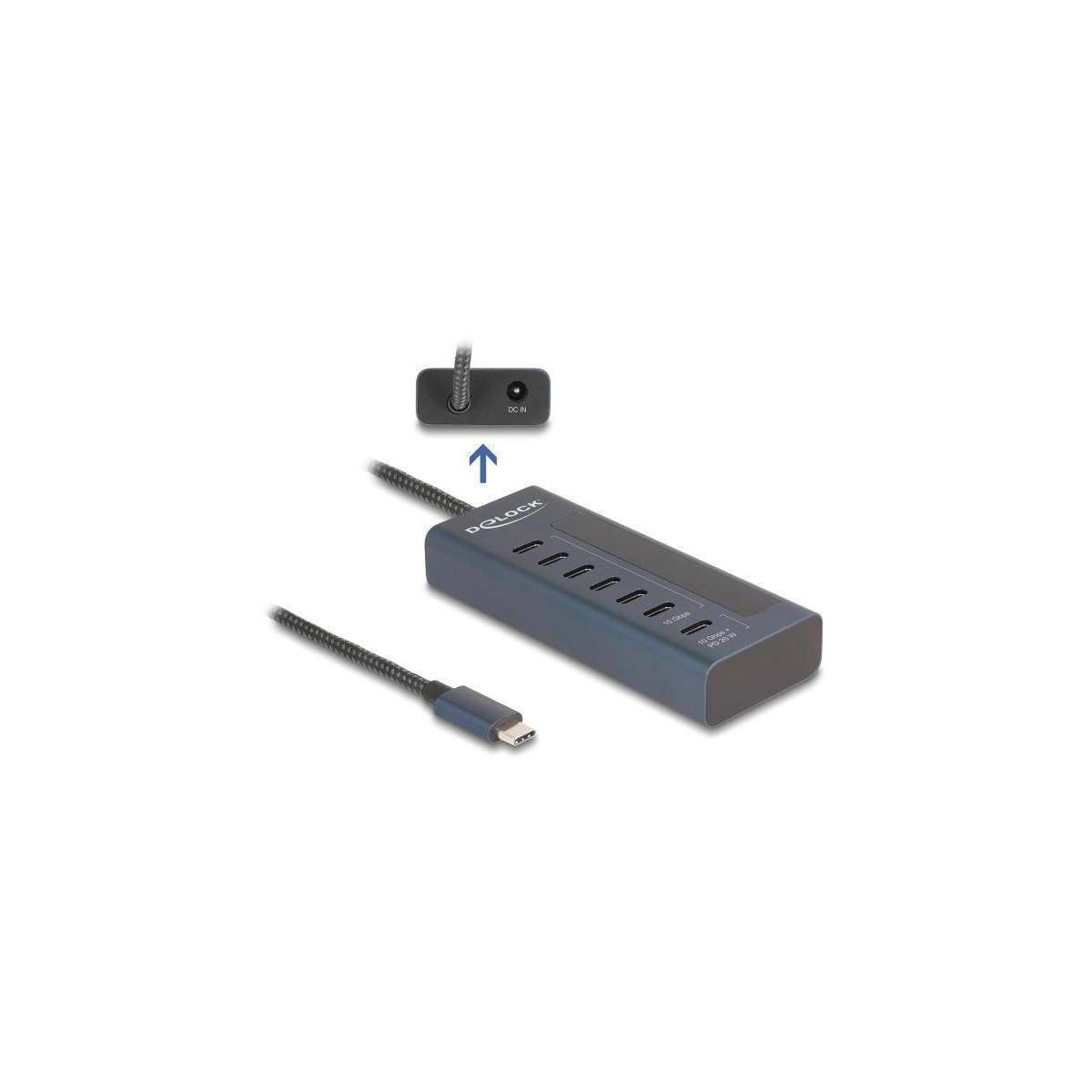 64288 - USB 10 Gbps Hub mit 7 USB Type-C Ports davon 6 x Datenport 1 x Daten und