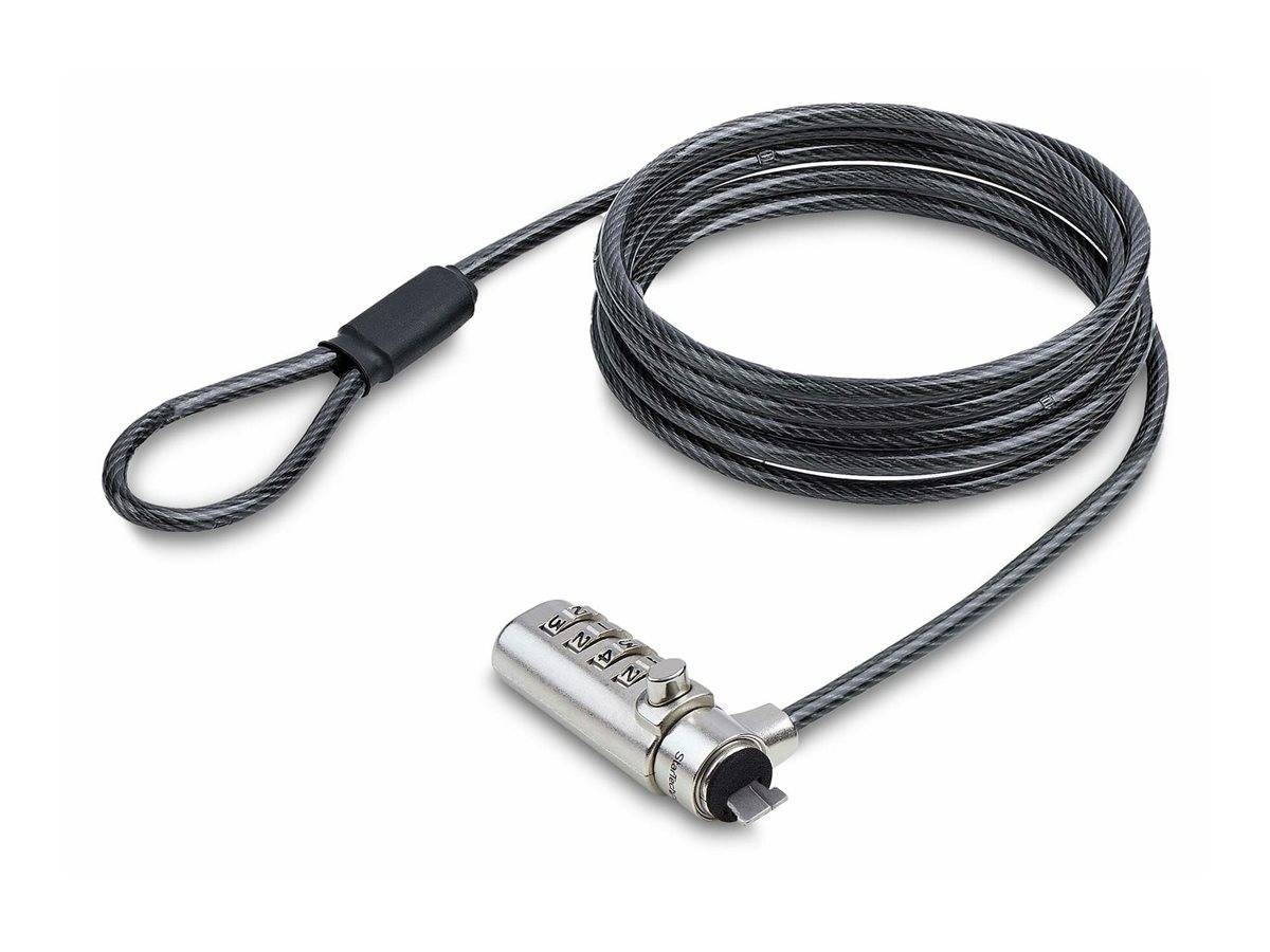 StarTech.com Slim Lock K-Slot Compatible, 6.6ft Combination Locking Cable