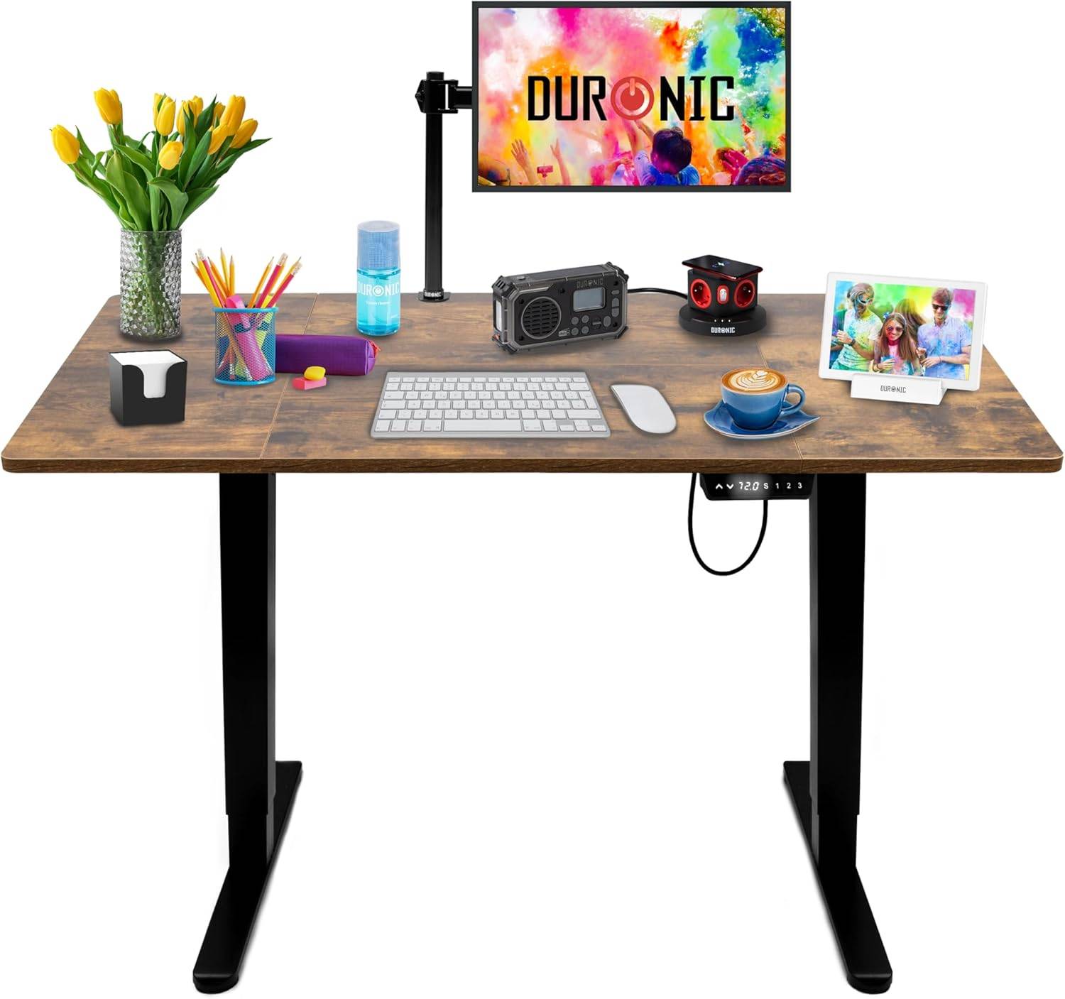 Duronic CD120 BO Höhenverstellbarer Schreibtisch 120 x 60 cm, Computertisch für Büro, Gaming