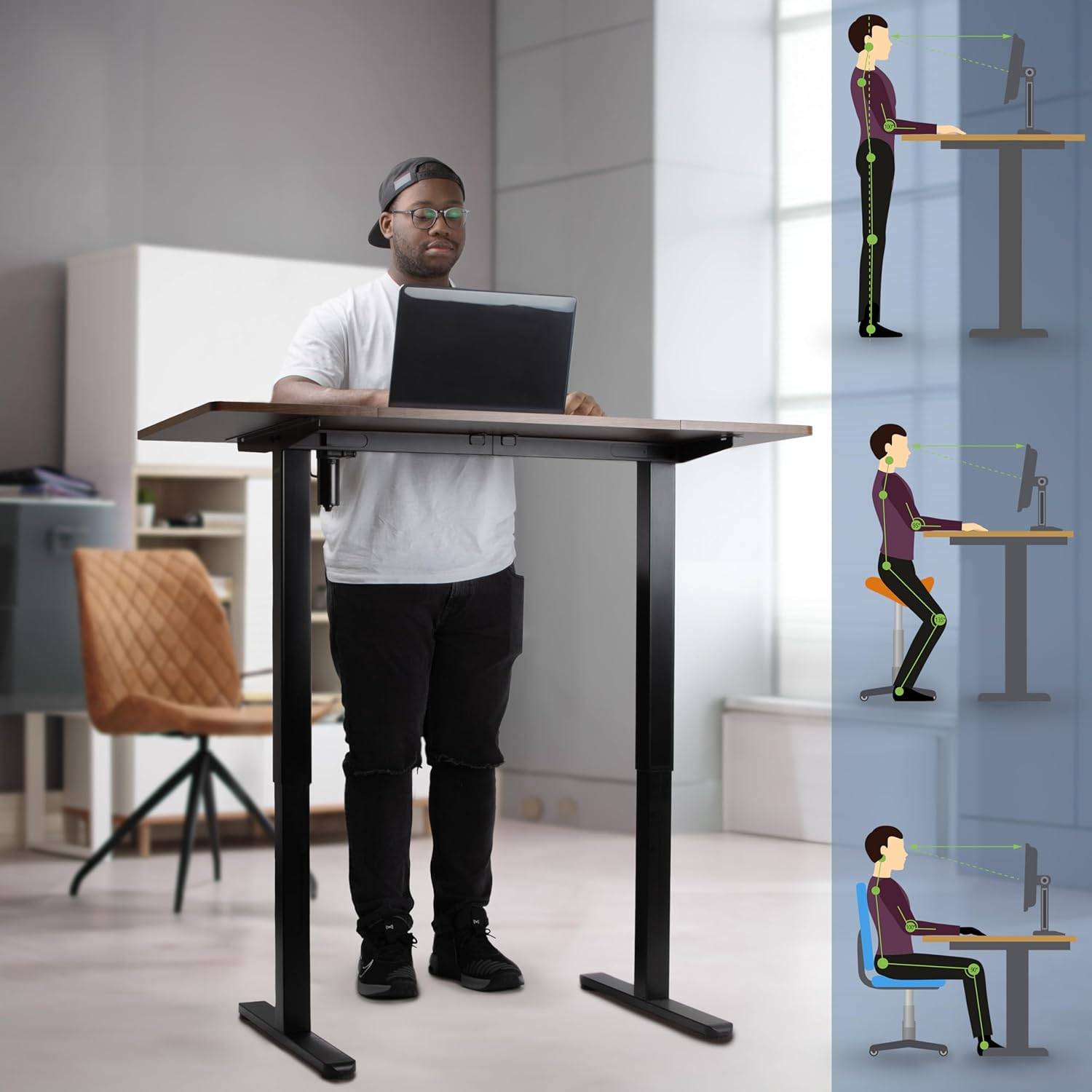 Duronic CD120 BT Höhenverstellbarer Schreibtisch 120 x 60 cm, Computertisch für Büro, Gaming