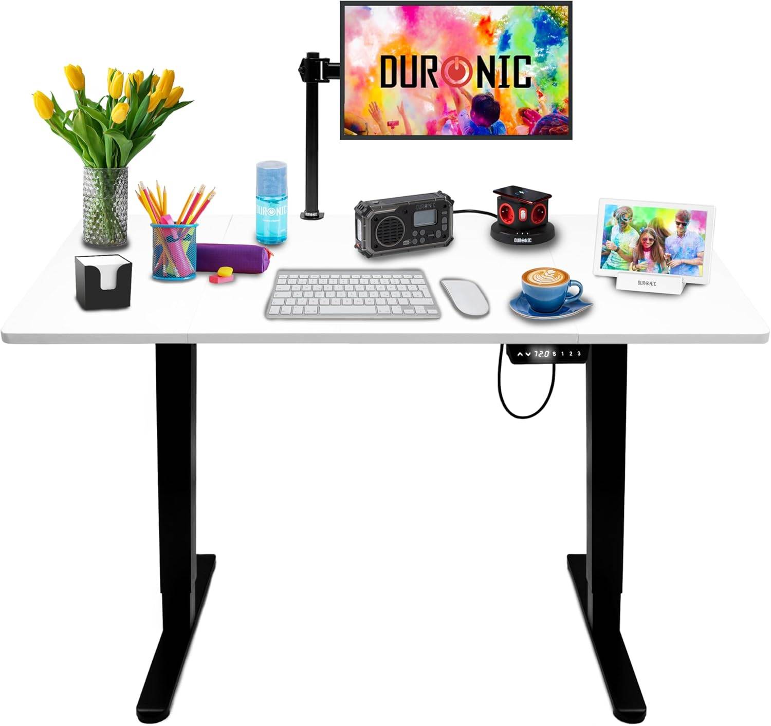 Duronic CD120 BW Höhenverstellbarer Schreibtisch 120 x 60 cm, Computertisch für Büro, Gaming