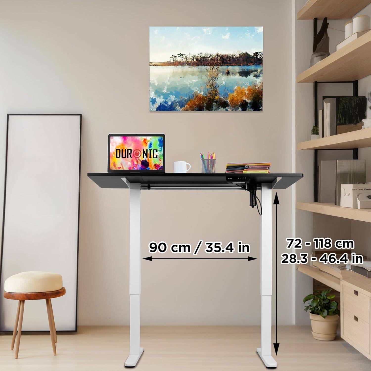 Duronic CD120 WK Höhenverstellbarer Schreibtisch 120 x 60 cm, Computertisch für Büro, Gaming