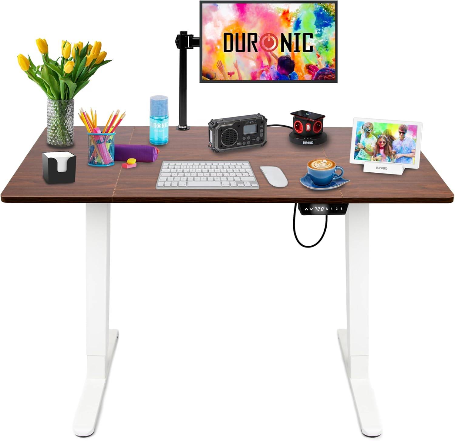 Duronic CD120 WT Höhenverstellbarer Schreibtisch 120 x 60 cm, Computertisch für Büro, Gaming
