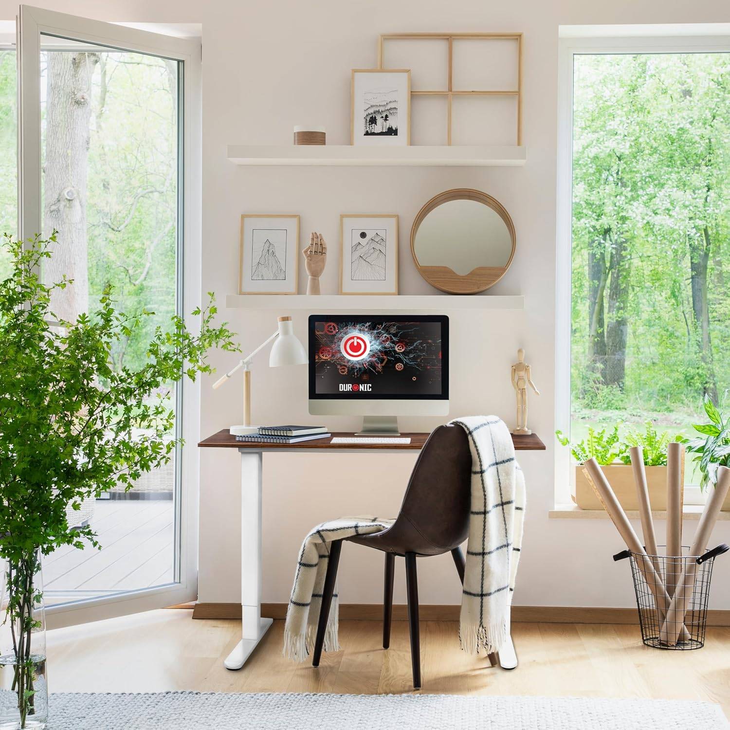 Duronic CD120 WT Höhenverstellbarer Schreibtisch 120 x 60 cm, Computertisch für Büro, Gaming