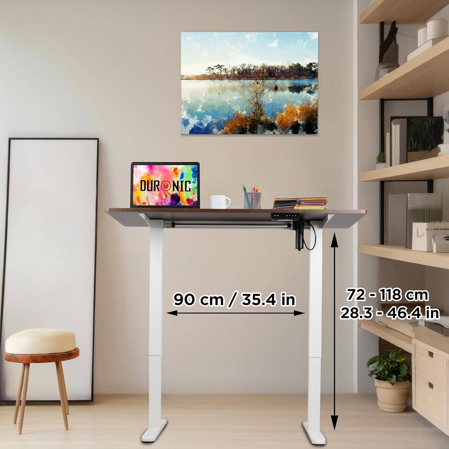 Duronic CD120 WT Höhenverstellbarer Schreibtisch 120 x 60 cm, Computertisch für Büro, Gaming