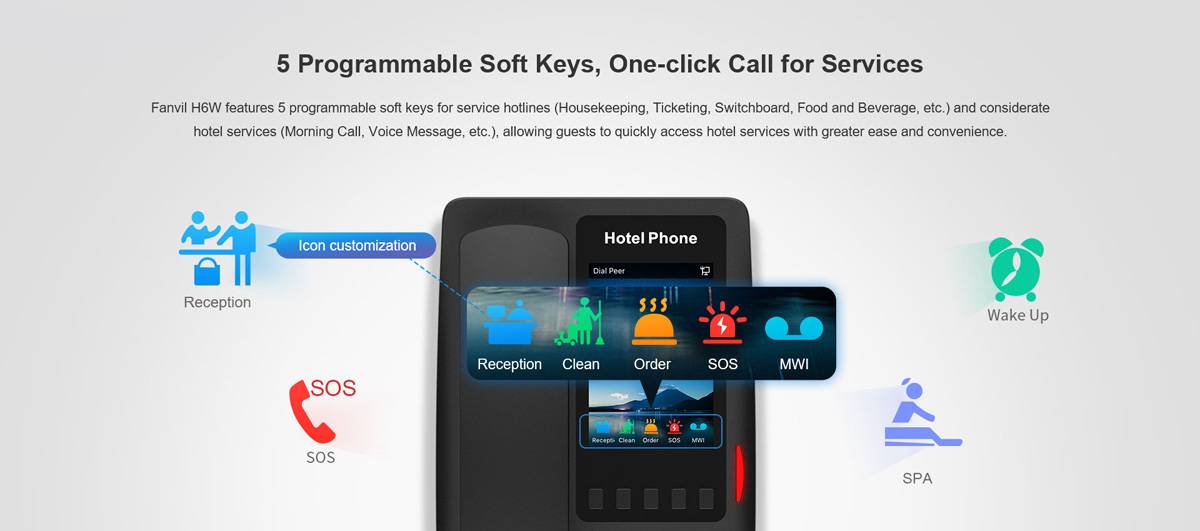 Fanvil H6W-Black, H6W-Black---WiFi Hotel Phone / SIP / Wi-Fi 6