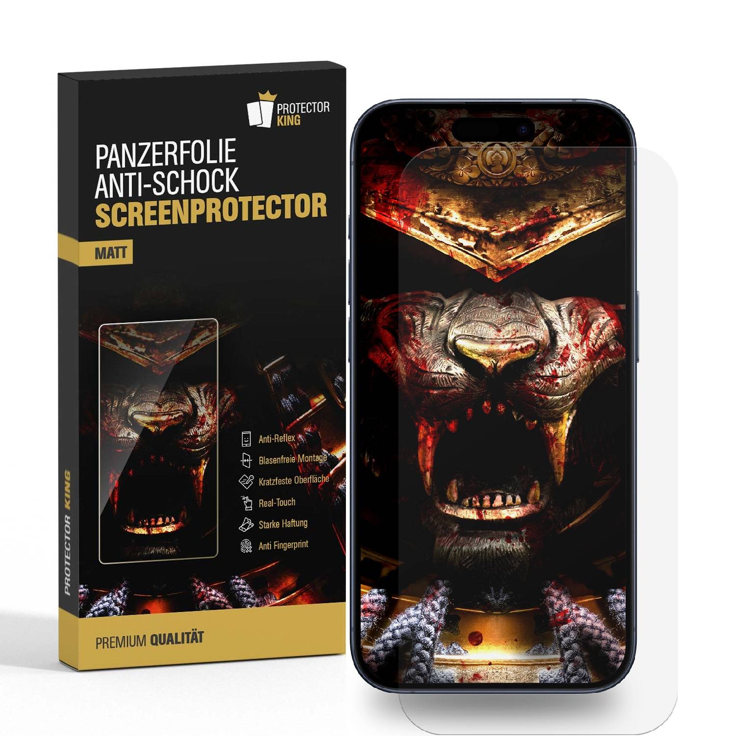 Kopie von 1x 9H Nano-Glass für iPhone 16 Anti-Reflex Matt Displayschutz Schutzglas Panzerglas Panzerfolie Schutzfolie Screen-Protector ANTI-SHOK