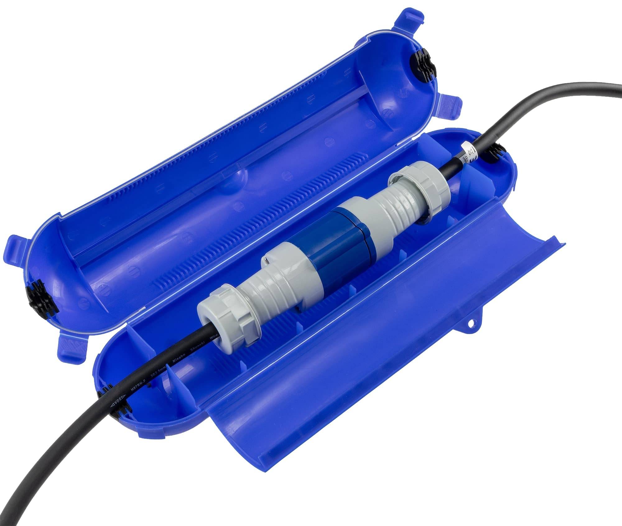 ChiliTec 23785 Kabelschutzbox für Aussen IP44 XL für CEE, LxØ 365x90mm, Blau