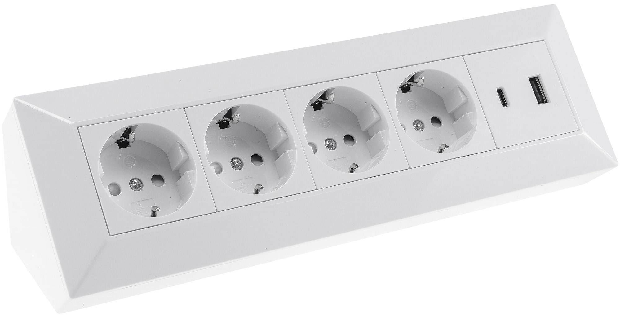 ChiliTec 23788 4-fach Steckdosenblock, USB-A+C, weiß 250V~/ 16A, Aufbaumontage, USB 3,1A, PD