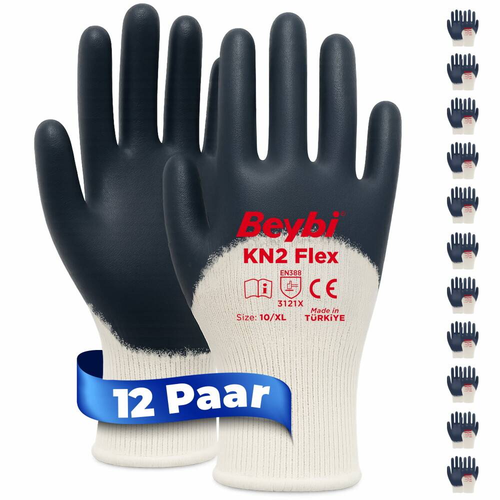 12 Paar Arbeitshandschuhe, Baumwolle, Gelb und Weiß