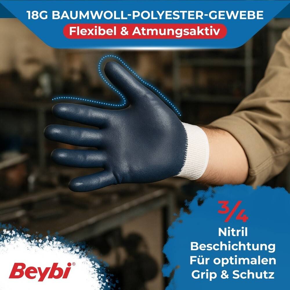 12 Paar Arbeitshandschuhe, Baumwolle, Gelb und Weiß