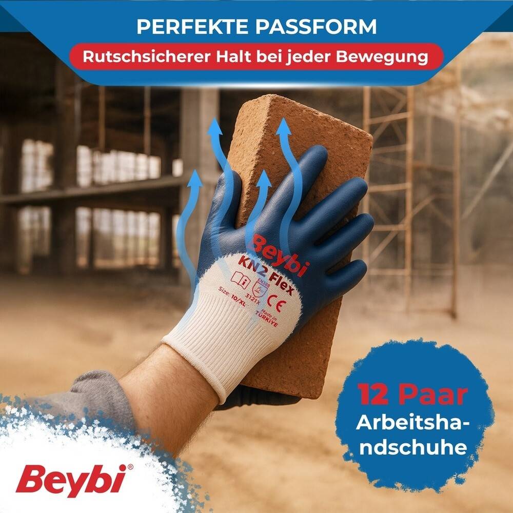 12 Paar Arbeitshandschuhe, Baumwolle, Gelb und Weiß