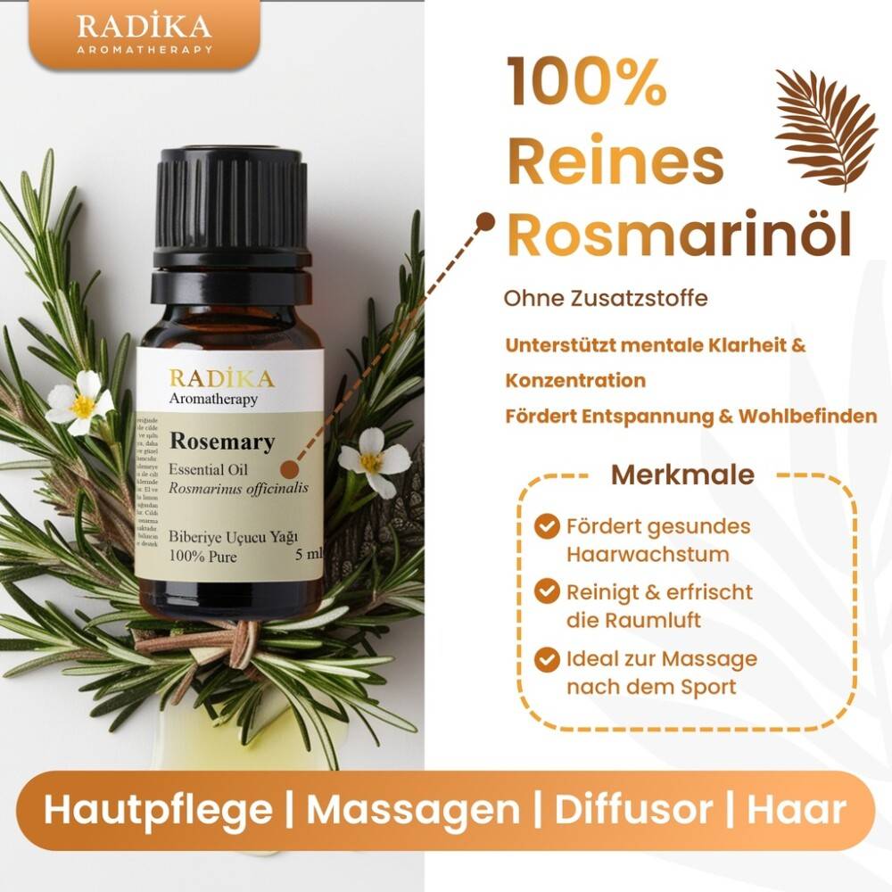 Rosmarinöl, ätherisches Öl, 100% Rein, BIO, natürlich, 10 ml