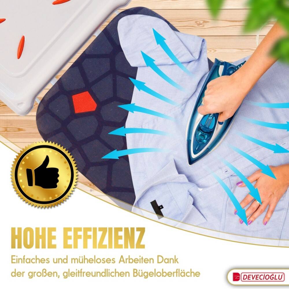 Bügelbrett, Bügeleisen Ablage, Bügelbrettbezug 36X114cm, Höhe 50-80cm, Schwarz