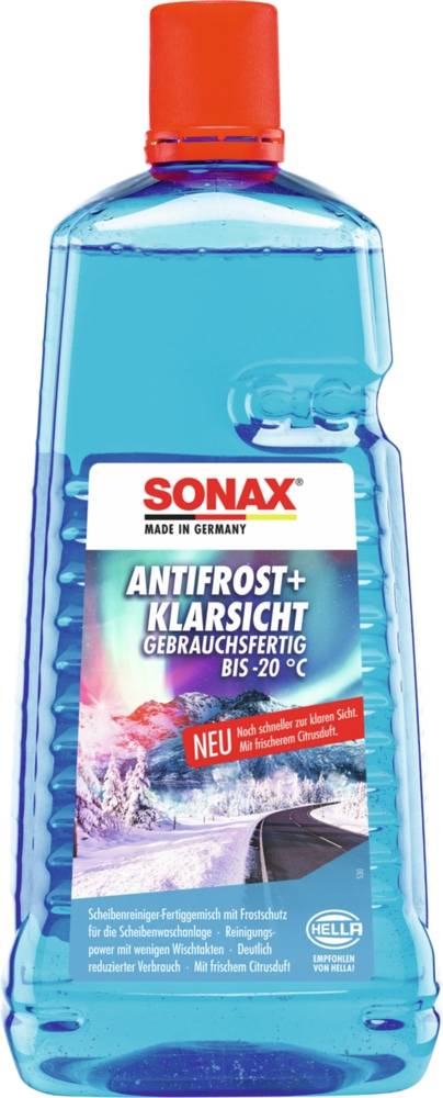 SONAX Scheibenreiniger AntiFrost+KlarSicht, 03325410, bis -20 °C, Citrus-Duft, 2L