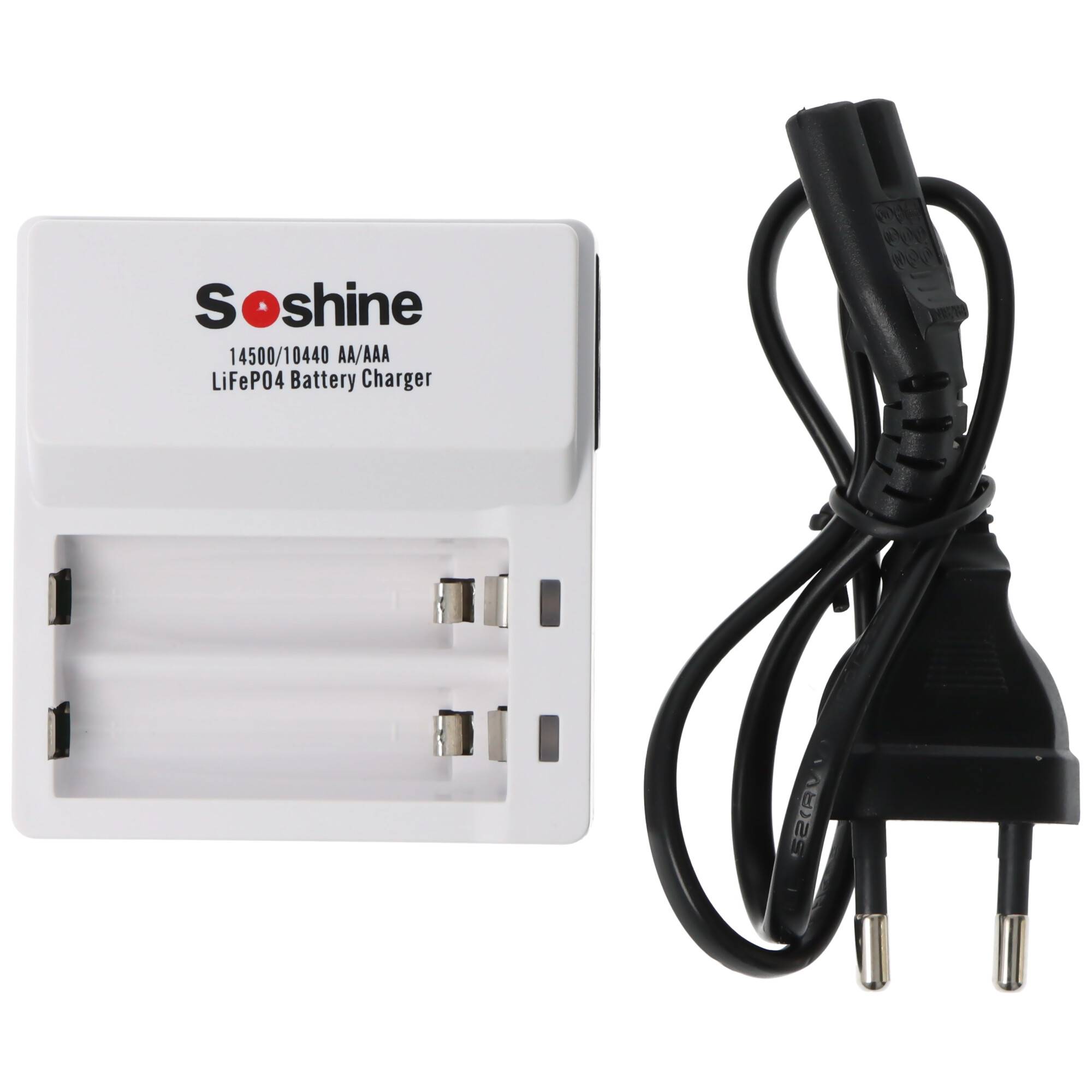 Ladegerät für LiFePO4 IFR 3,2 Volt Akkus, nur Akkus mit 3,2V ladbar, mit 2 Ladeschächten, für 14500, 10440 und AAA, AA A